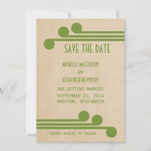 Groene Deco Chic Save the Date Uitnodiging