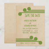Groene Deco Chic Save the Date Uitnodiging (Voorkant / Achterkant)