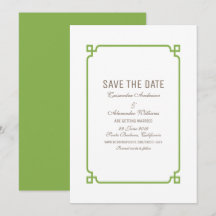 Groene Deco Chic Save the Date Uitnodiging