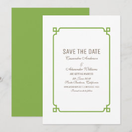 Groene Deco Chic Save the Date Uitnodiging