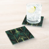 Groene Deco Glazen Onderzetter (Schuin)