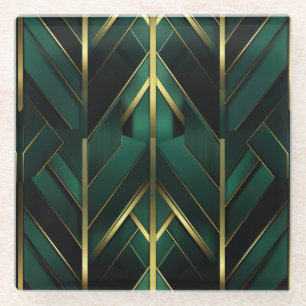 Groene Deco Glazen Onderzetter