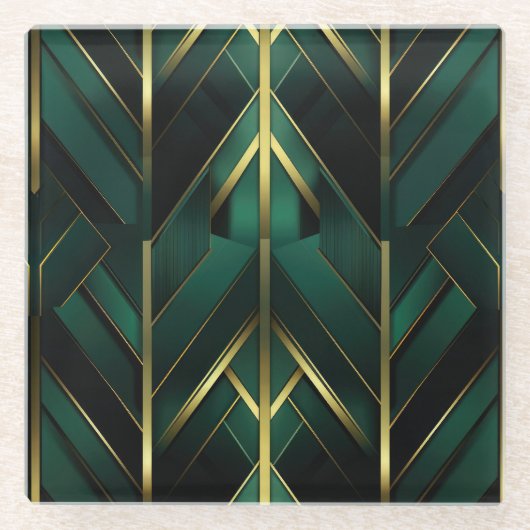Groene Deco Glazen Onderzetter (Voorkant)