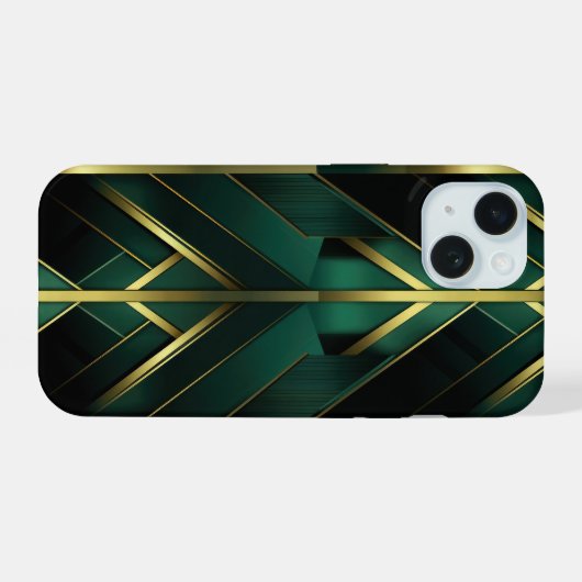 Groene Deco iPhone 15 Case (Achterkant horizontaal)