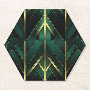 Groene Deco Kartonnen Onderzetters