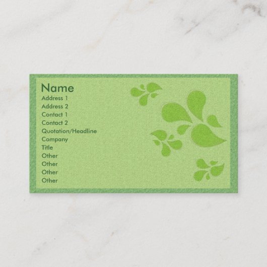 Groene deco-profielkaart visitekaartje (Voorkant)