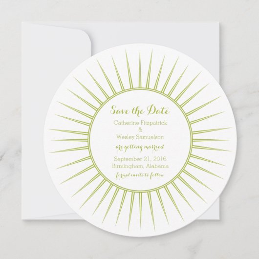 Groene Deco Retro Save the Date Uitnodiging (Voorkant)
