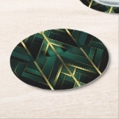 Groene Deco Ronde Kartonnen Onderzetter (Gebogen)