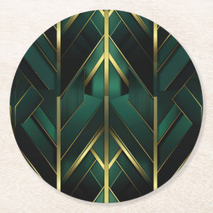 Groene Deco Ronde Kartonnen Onderzetter