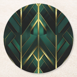 Groene Deco Ronde Kartonnen Onderzetter