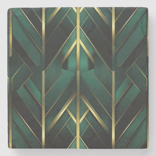 Groene Deco Stenen Onderzetter (Voorkant)