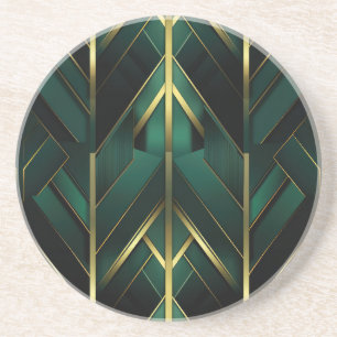 Groene Deco Zandsteen Onderzetter