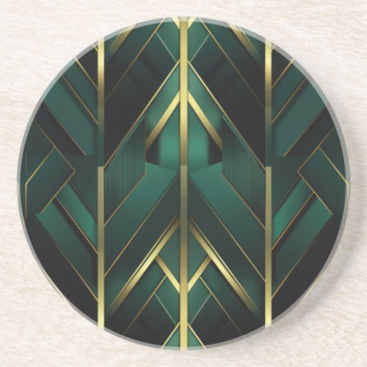 Groene Deco Zandsteen Onderzetter (Voorkant)