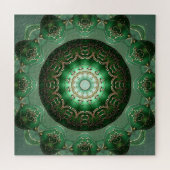 Groene decoratieve bloemenspelpuzzel legpuzzel (Horizontaal)