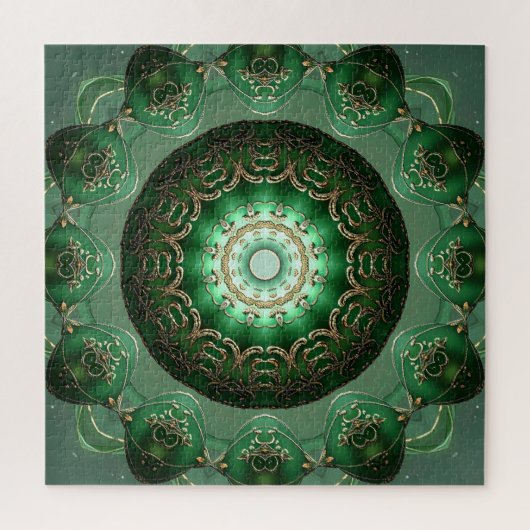 Groene decoratieve bloemenspelpuzzel legpuzzel (Verticaal)