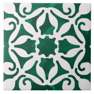 Groene decoratieve mediterrane stijl tegeltje