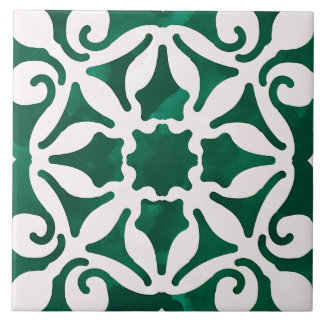 Groene decoratieve mediterrane stijl tegeltje