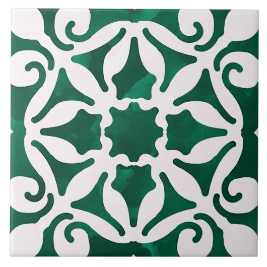Groene decoratieve mediterrane stijl tegeltje (Voorkant)