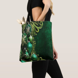 Groene decoratieve ornamenten feestelijke boodscha tote bag
