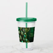 Groene Decoratieve Ornamenten Vakantie Acryl Tumbl Acryl Drinkbeker (Voorkant)