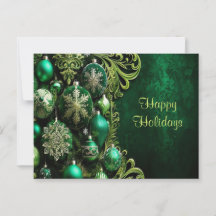 Groene Decoratieve Ornamenten Vakantie Briefkaart