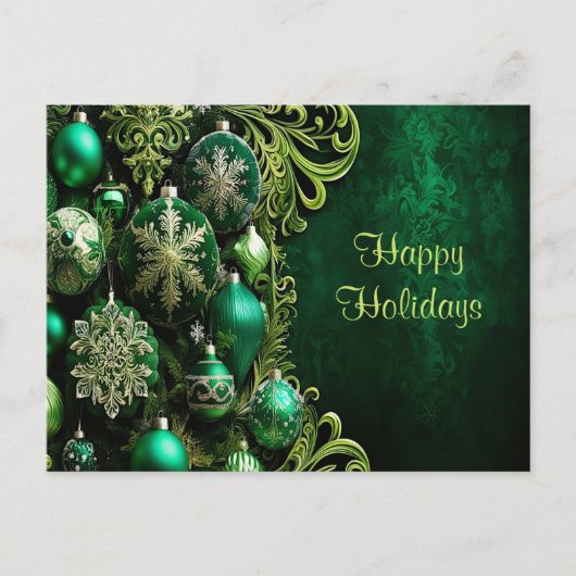 Groene Decoratieve Ornamenten Vakantie Briefkaart (Voorkant)