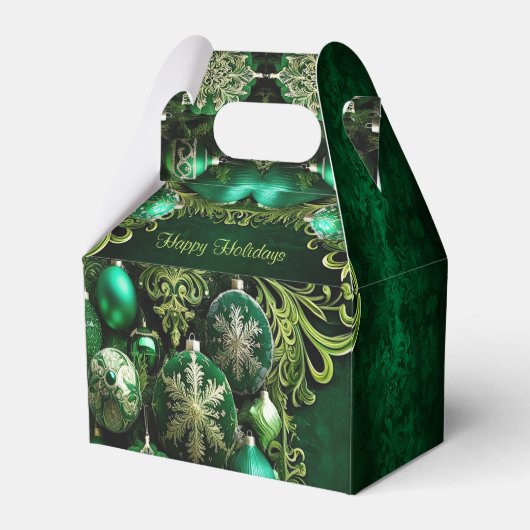 Groene Decoratieve Ornamenten Vakantie Cadeaubox Bedankdoosjes (Voorkant Zijde)