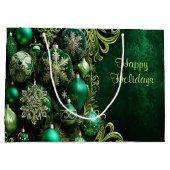 Groene Decoratieve Ornamenten Vakantie Gift Bag Groot Cadeauzakje (Achterkant)
