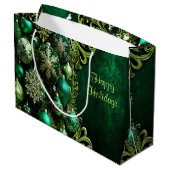 Groene Decoratieve Ornamenten Vakantie Gift Bag Groot Cadeauzakje (Achterkant Gekanteld)