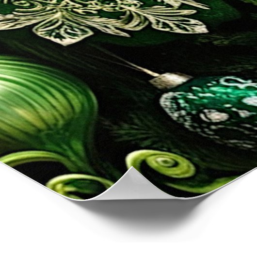 Groene Decoratieve Ornamenten Vakantie Poster (Hoek)