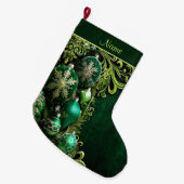 Groene Decoratieve Ornamenten Vakantie Stocking Grote Kerstsok (Voorkant (Hangend))