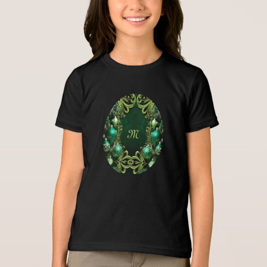 Groene Decoratieve Ornamenten Vakantie T-shirt (Voorkant)