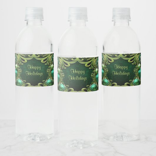 Groene decoratieve ornamenten vakantie waterfles etiket (Flessen)