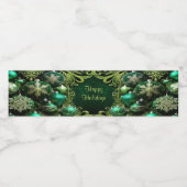 Groene decoratieve Ornamenten vakantie Waterfles Etiket (Enkel label)