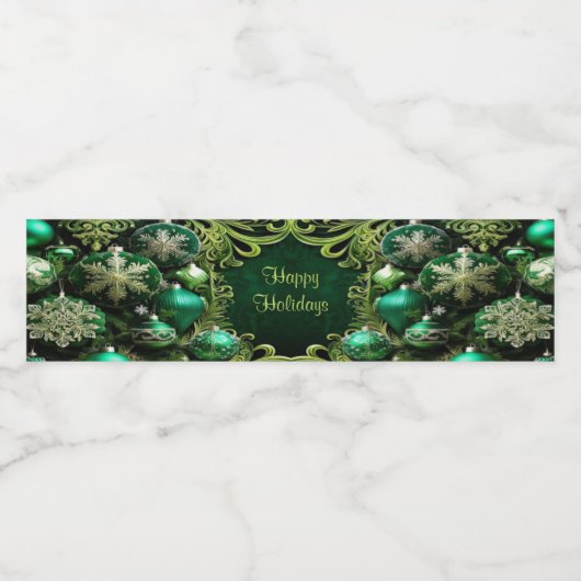 Groene decoratieve Ornamenten vakantie Waterfles Etiket (Enkel label)