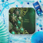 Groene Decoratieve Ornamenten Vakantiepapier Bord (Feest)