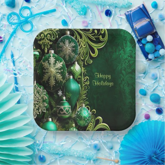 Groene Decoratieve Ornamenten Vakantiepapier Bord (Feest)