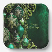 Groene Decoratieve Ornamenten Vakantiepapier Bord (Voorkant)