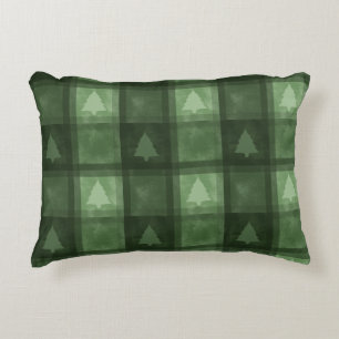 Groene decoratieve ruit met kerstbomen Kerstmis Accent Kussen