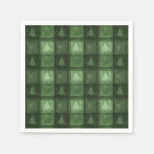 Groene decoratieve ruit met kerstbomen Kerstmis Servet