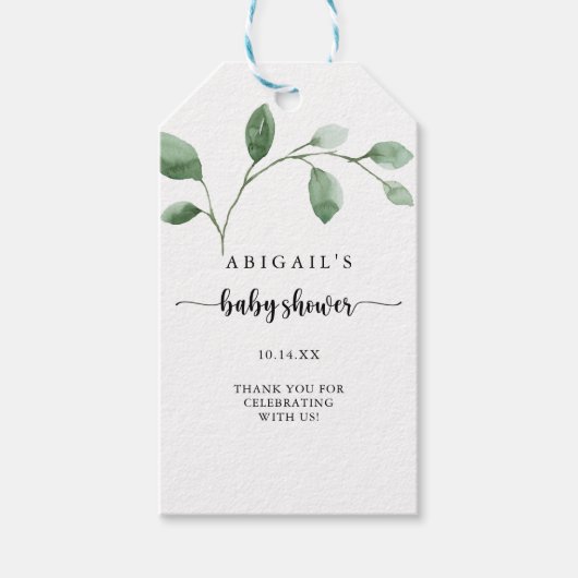 Groene Delight Eucalyptus Baby Shower  Cadeaulabel (Voorkant)