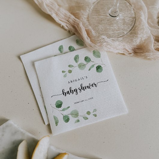 Groene Delight Eucalyptus Baby shower servetten