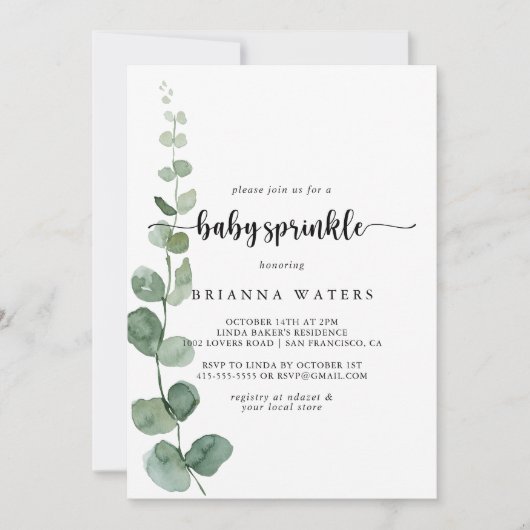 Groene Delight Eucalyptus Baby Sprinkle Kaart (Voorkant)