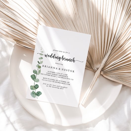 Groene Delight Eucalyptus Bruiloft Brunch Kaart