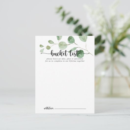 Groene Delight Eucalyptus Bruiloft Bucket List Kaa Briefkaart (Staand voorkant)