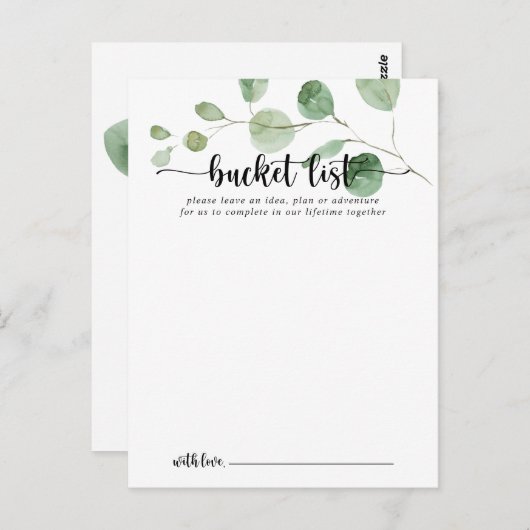 Groene Delight Eucalyptus Bruiloft Bucket List Kaa Briefkaart (Voorkant / Achterkant)