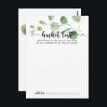 Groene Delight Eucalyptus Bruiloft Bucket List Kaa Briefkaart<br><div class="desc">Deze groene verrukking eucalyptus bruiloft bucket list kaarten zijn de perfecte activiteit voor een eenvoudige bruiloft receptie of vrijgezellenfeest. Het ontwerp is voorzien van waterverf handgetekende eucalyptustakken en -bladeren. Verander de formulering om aan te passen aan elke levensevenement. Bucket list teken wordt apart verkocht.</div>