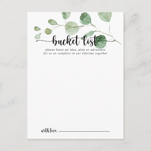 Groene Delight Eucalyptus Bruiloft Bucket List Kaa Briefkaart (Voorkant)