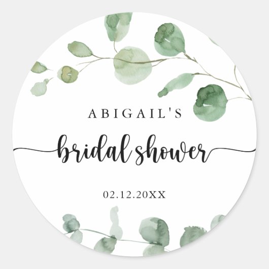 Groene Delight Eucalyptus Bruiloft Feest Favor Ronde Sticker (Voorkant)