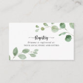 Groene Delight Eucalyptus Bruiloft Gift Registry Informatiekaartje (Voorkant)